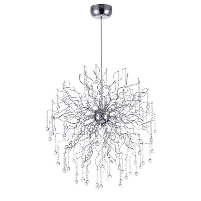 CWI Lighting 5066P35C Cherry Blossom 32 Light 35 inch LED Chandelier in Chrome with Clear Crystal