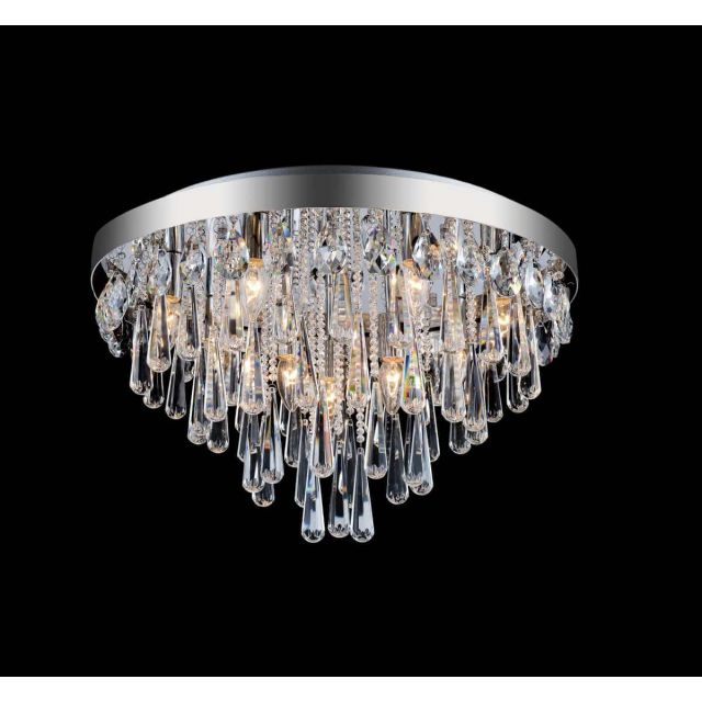CWI Lighting 5078C24C Vast 10 Light 24 inch Flush Mount in Chrome with Clear Crystal