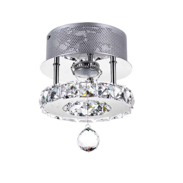 CWI Lighting Ring 7 inch LED Flush Mount in Chrome with Clear Crystal 5080C7ST