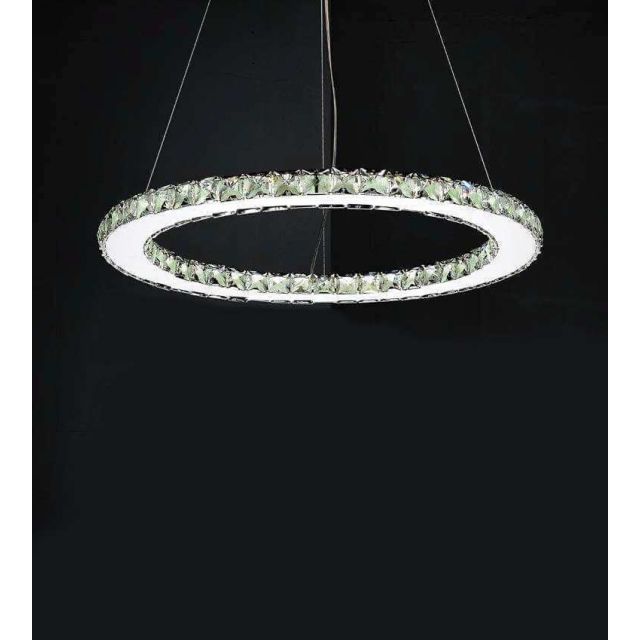 CWI Lighting Ring 24 inch LED Chandelier in Chrome with Clear Crystal 5080P24ST-R