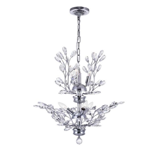 CWI Lighting 5206P22C Ivy 6 Light 22 inch Chandelier in Chrome with Clear Crystal