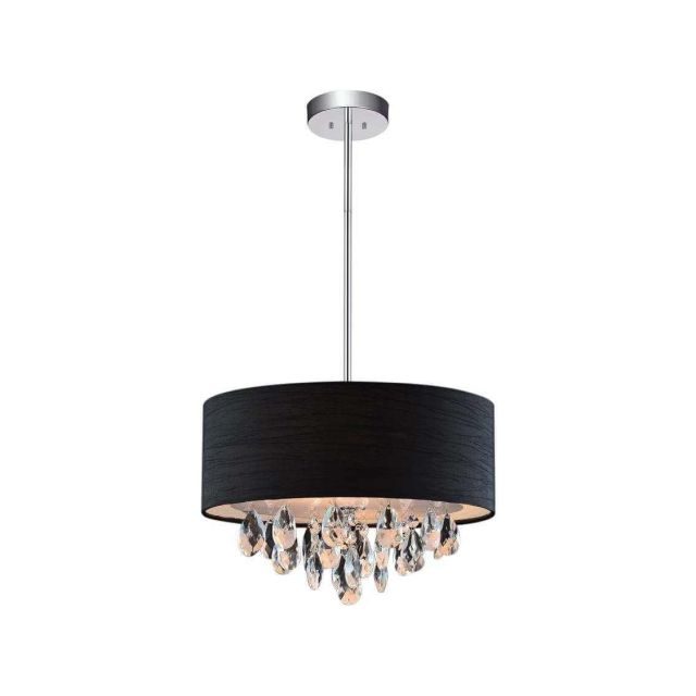 CWI Lighting Dash 3 Light 14 inch Drum Shade Chandelier in Chrome with Clear Crystal 5443P14C (Black)