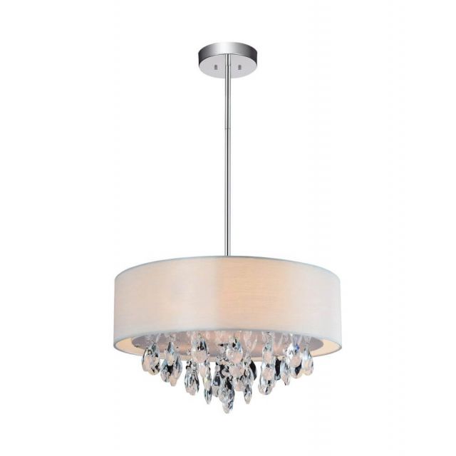 CWI Lighting Dash 4 Light 18 Inch Drum Shade Chandelier In Chrome 5443P18C (Off White)