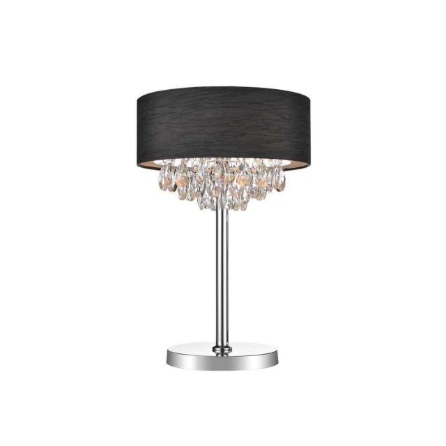 CWI Lighting 5443T14C (Black) Dash 3 Light 25 inch Tall Table Lamp in Chrome with Clear Crystal