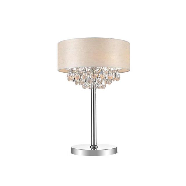 CWI Lighting Dash 3 Light 25 inch Tall Table Lamp in Chrome with Clear Crystal 5443T14C (Off White)
