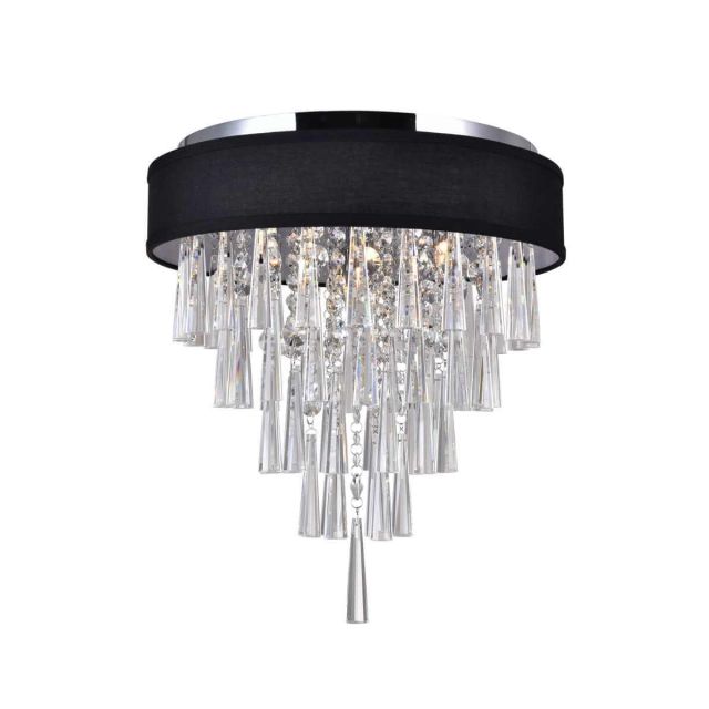 CWI Lighting Franca 4 Light 16 inch Drum Shade Flush Mount in Chrome with Clear Crystal 5523C16C (Black)