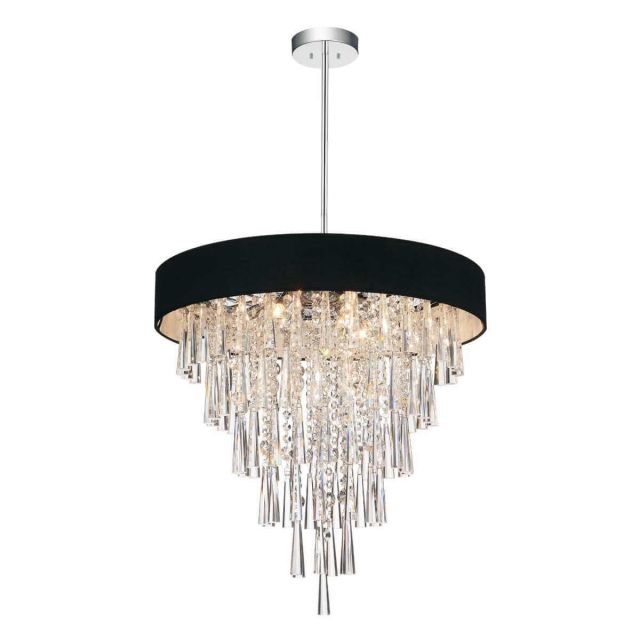 CWI Lighting Franca 8 Light 22 inch Drum Shade Chandelier in Chrome with Clear Crystal 5523P22C (Black)
