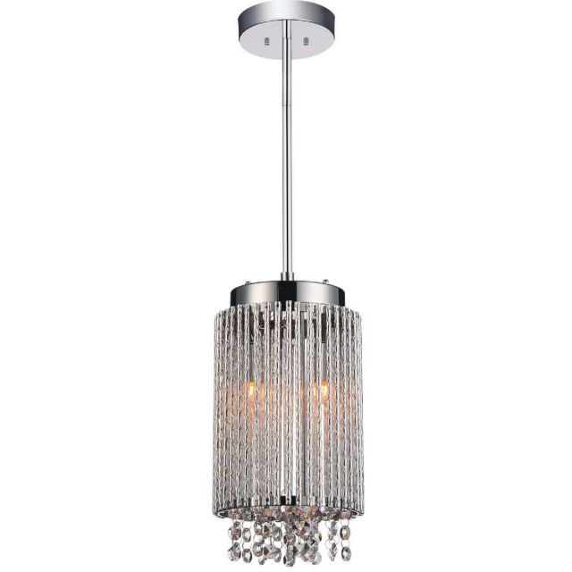 CWI Lighting Claire 2 Light 6 inch Drum Shade Mini Pendant in Chrome with Clear Crystal 5535P6C-R