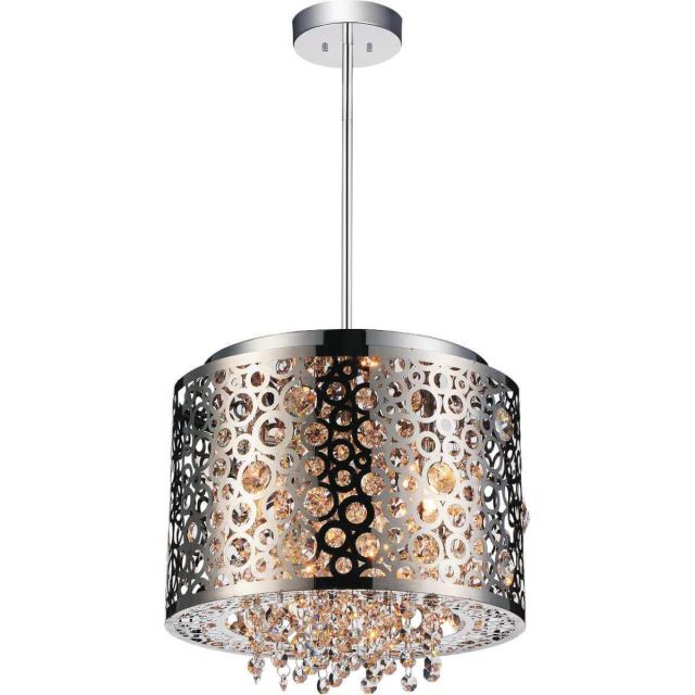 CWI Lighting 5536P12ST Bubbles 4 Light 12 inch Drum Shade Mini Pendant in Chrome with Clear Crystal