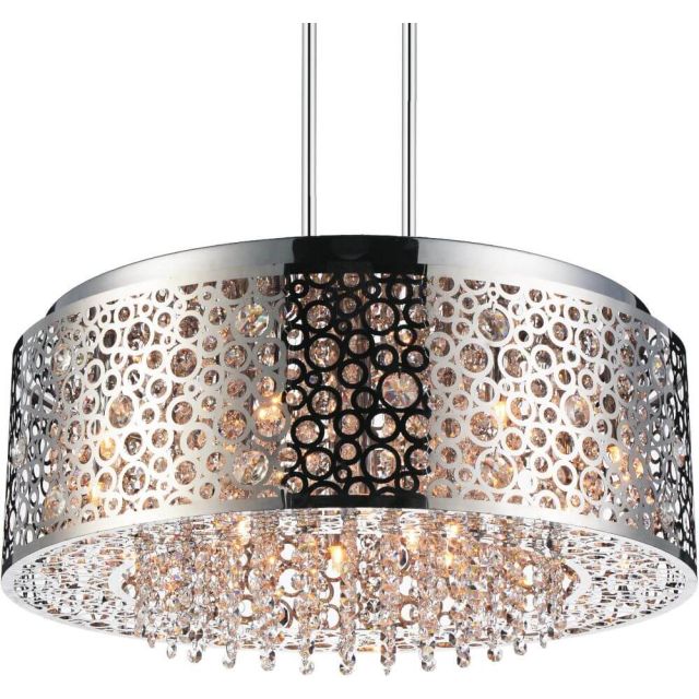 CWI Lighting 5536P24ST Bubbles 9 Light 24 Inch Drum Shade Chandelier In Chrome