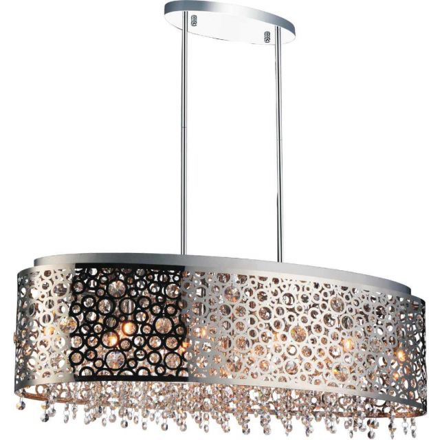 CWI Lighting 5536P30ST-O Bubbles 11 Light 30 inch Drum Shade Chandelier in Chrome with Clear Crystal
