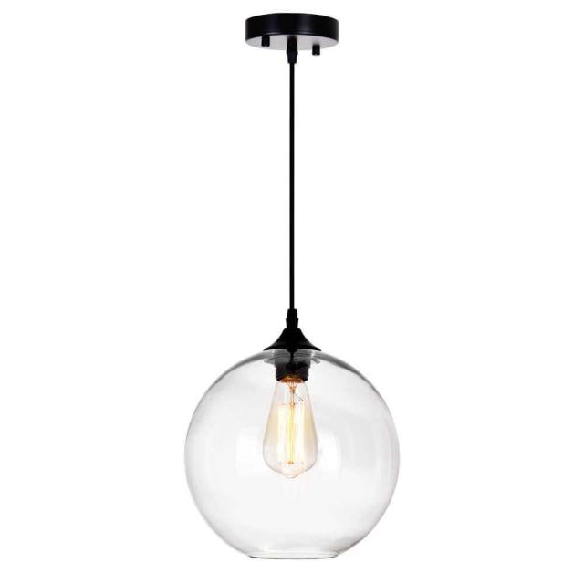 CWI Lighting 1 Light 10 inch Down Mini Pendant in Black with Transparent Clear Glass 5553P10-Clear