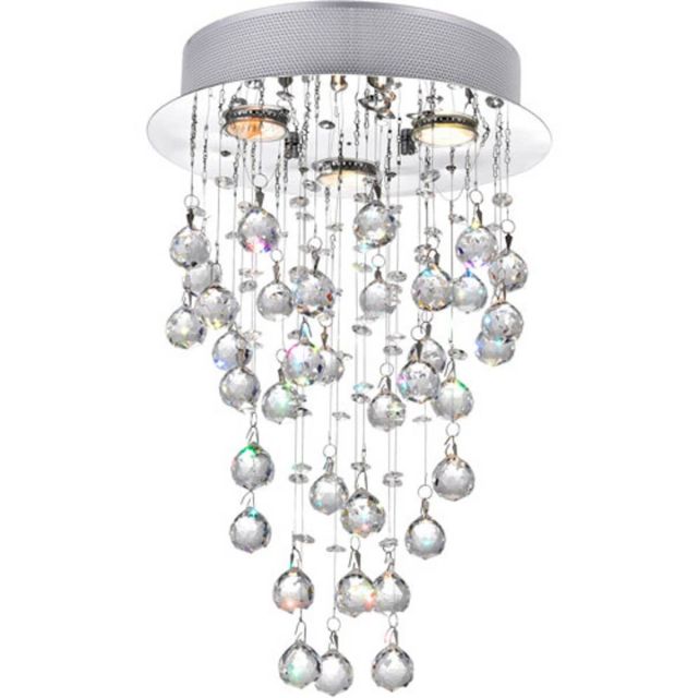 CWI Lighting Rain Drop 3 Light 12 inch Flush Mount in Chrome with Clear Crystal 6601C12C
