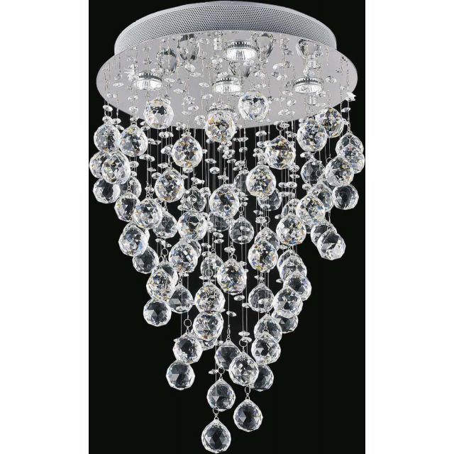 CWI Lighting Rain Drop 5 Light 16 inch Flush Mount in Chrome with Clear Crystal 6601C16C