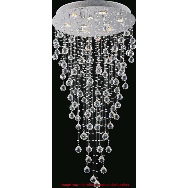 CWI Lighting Rain Drop 9 Light 24 inch Flush Mount in Chrome with Clear Crystal 6601C24C(H:47)