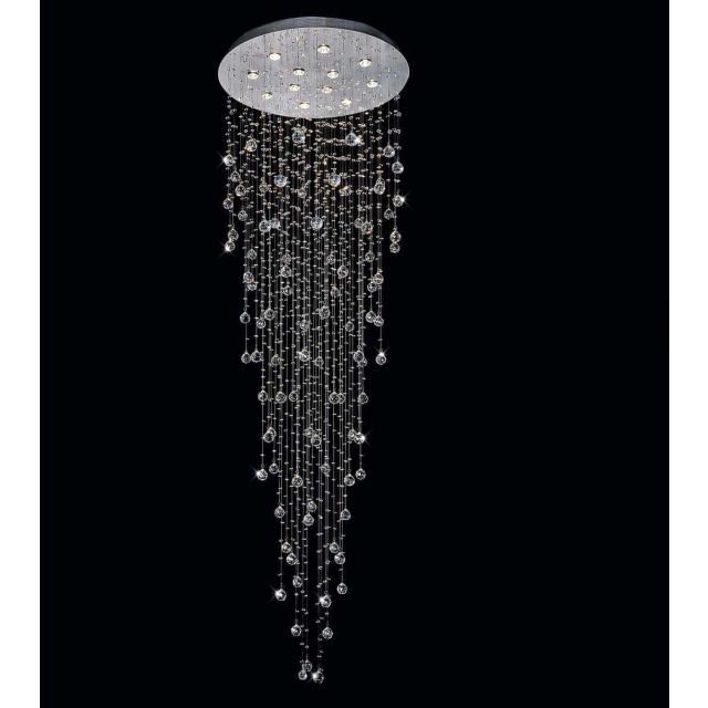 CWI Lighting Rain Drop 12 Light 32 inch Flush Mount in Chrome with Clear Crystal 6601C32C-12