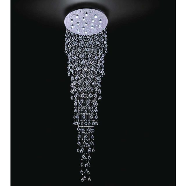 CWI Lighting Rain Drop 16 Light 32 inch Flush Mount in Chrome with Clear Crystal 6601C32C-16