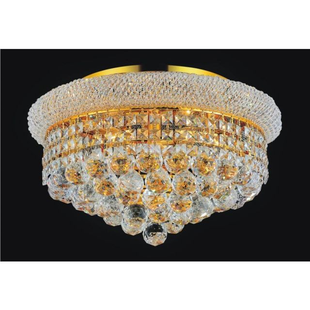CWI Lighting Empire 5 Light 16 Inch Flush Mount in Gold with K9 Clear Crystal 8001C18G