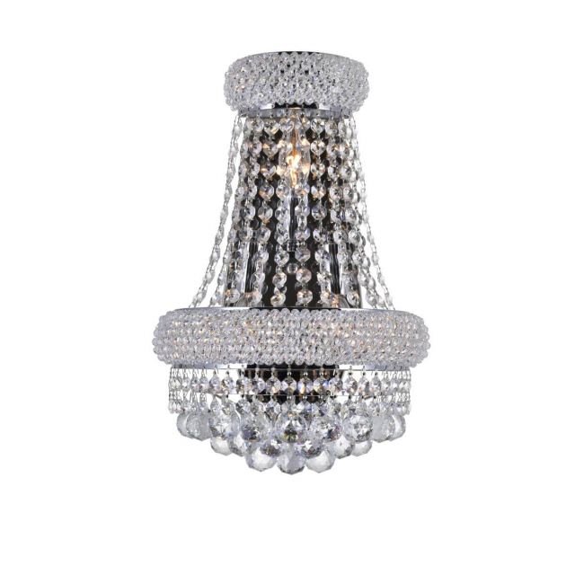 CWI Lighting Empire 3 Light 17 Inch Tall Wall Sconce in Chrome with K9 Clear Crystal 8001W12C-B