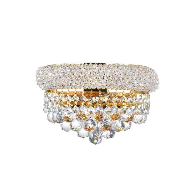CWI Lighting Empire 2 Light 6 inch Tall Wall Sconce in Gold with K9 Clear Crystal 8001W12G-A 