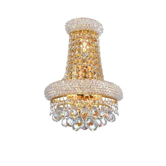 CWI Lighting Empire 3 Light 17 Inch Tall Wall Sconce in Gold with K9 Clear Crystal 8001W12G-B