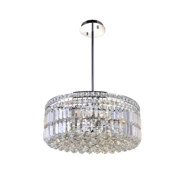 CWI Lighting Colosseum 8 Light 20 inch Down Chandelier in Chrome with Clear Crystal 8006P20C-R