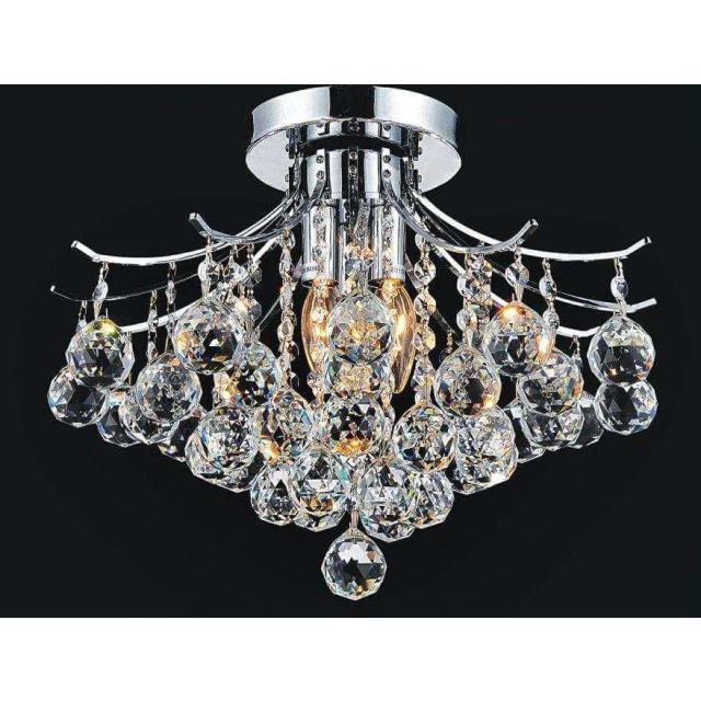 CWI Lighting Princess 4 Light 16 inch Flush Mount in Chrome with Clear Crystal 8012C16C