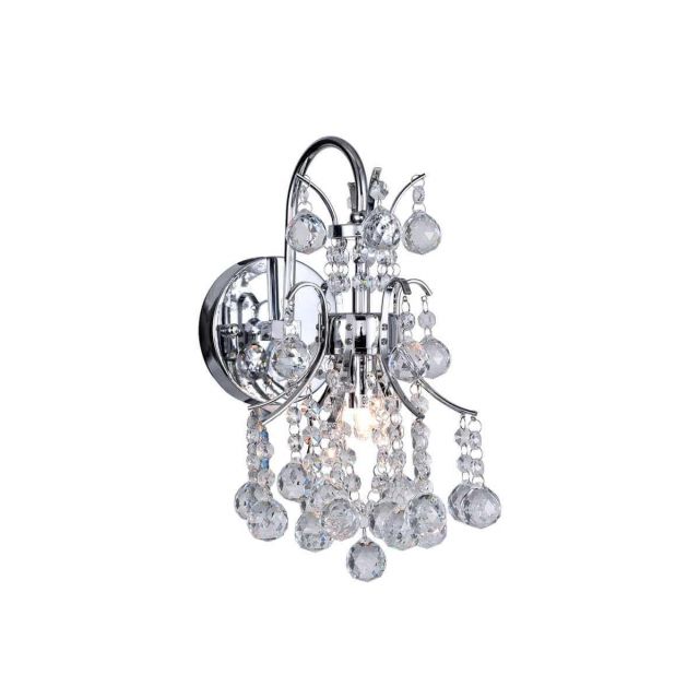 CWI Lighting Princess 1 Light 13 inch Tall Wall Sconce in Chrome with Clear Crystal 8012W8C