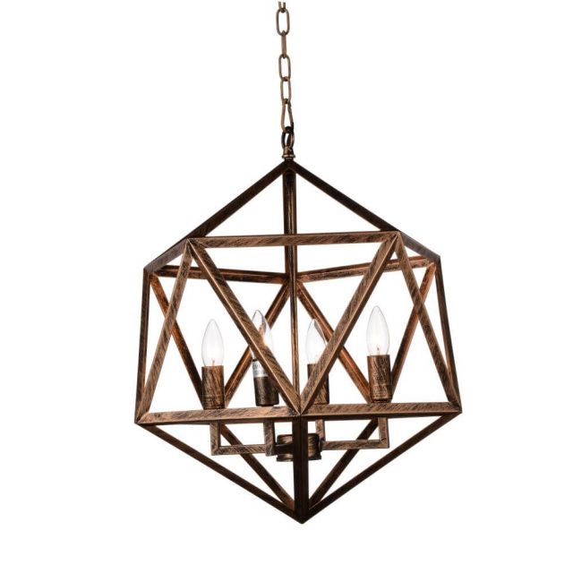 CWI Lighting 9641P17-3-128 Amazon 3 Light 17 Inch Up Pendant In Antique forged copper