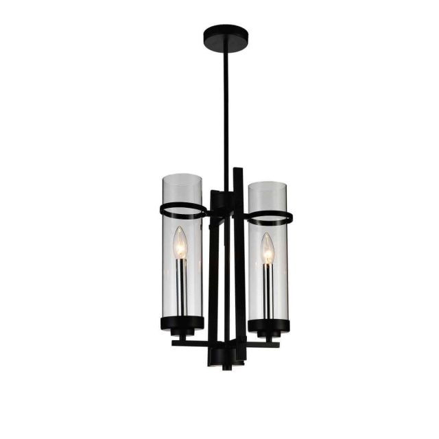 CWI Lighting 9827P11-2-101 Sierra 2 Light 11 inch Up Mini Pendant in Black with Clear Glass