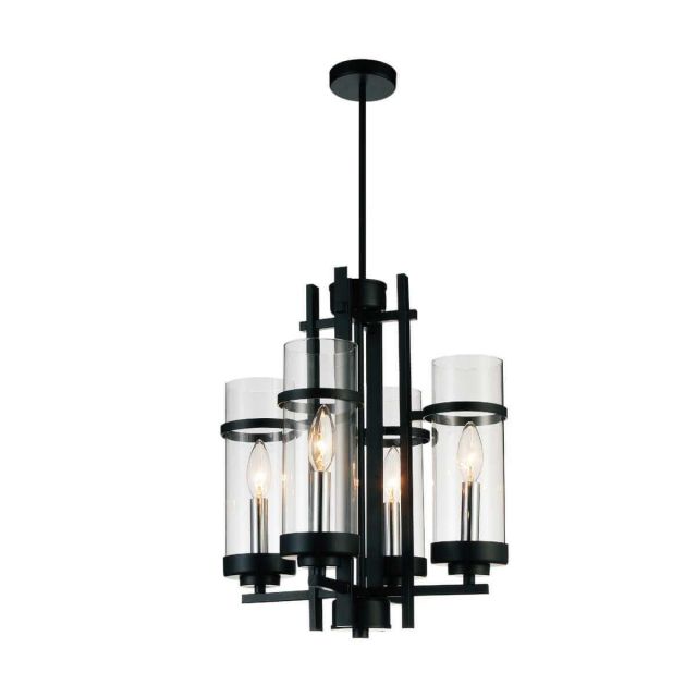 CWI Lighting Sierra 4 Light 14 inch Up Mini Pendant in Black with Clear Glass 9827P14-4-101