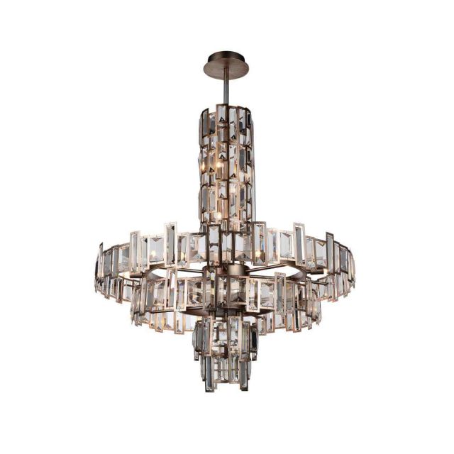 CWI Lighting 9903P30-18-193 Quida 18 Light 31 inch Down Chandelier in Champagne with Clear Crystal