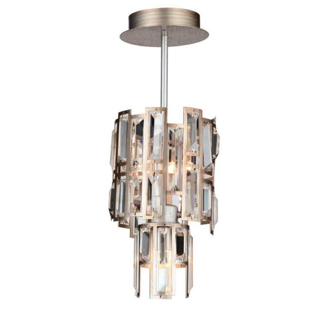 CWI Lighting 9903P6-3-193 Quida 3 Light 6 inch Down Chandelier in Champagne with Clear Crystal