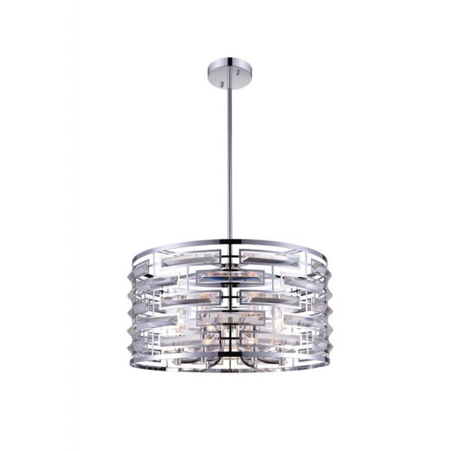 CWI Lighting 9975P20-6-601 Petia 6 Light 20 Inch Drum Shade Chandelier in Chrome
