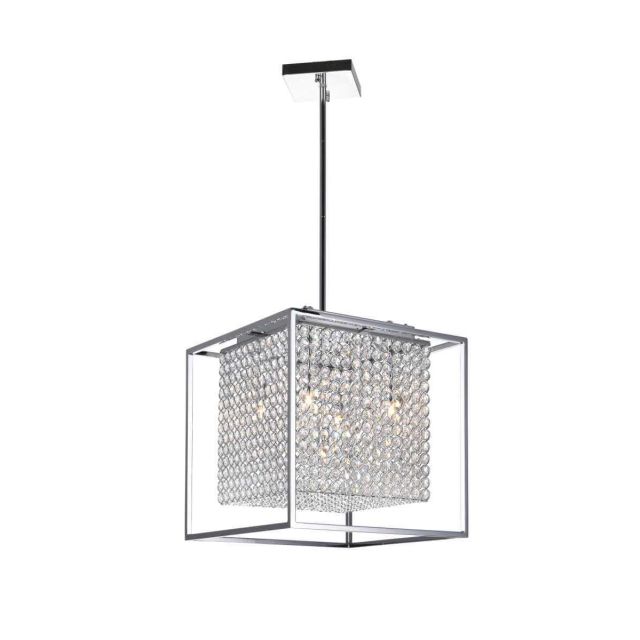 CWI Lighting QS8381P14C-S Cube 5 Light 14 inch Chandelier in Chrome with Clear Crystal