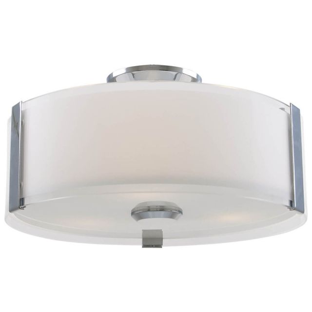 DVI Lighting Zurich 3 Light 12 inch Flush Mount in Chrome with Silk Screened Opal Glass DVP14532CH-SSOP