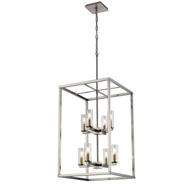 DVI Lighting DVP28148MF+BN-CL Sambre 8 Light 16 Inch Pendant in Multiple Finish-Buffed Nickle with Clear Glass