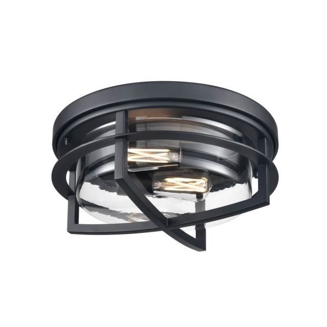 DVI Lighting DVP29974BK-CL Five Points 2 Light 13 inch Outdoor Flush Mount in Black with Clear Glass