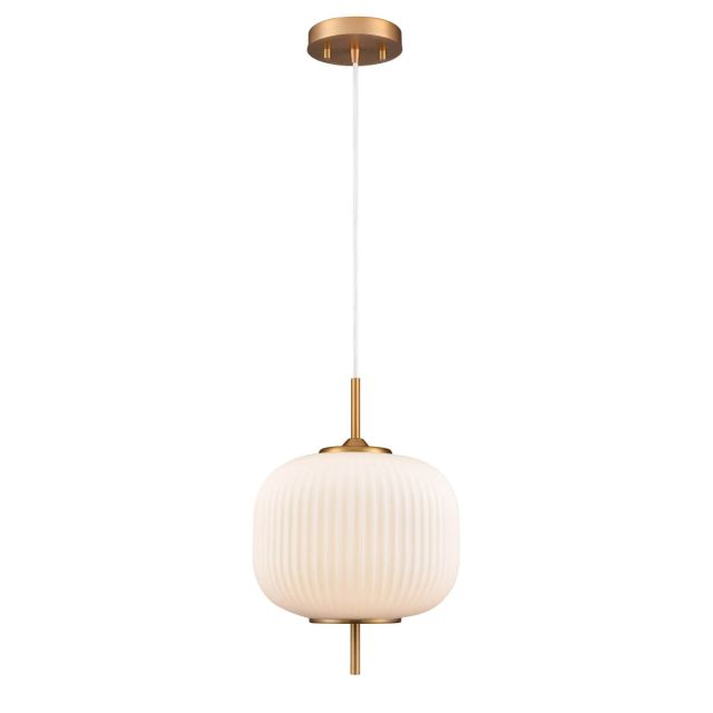 DVI Lighting DVP40010BR-RIO Mount Pearl 1 Light 10 inch Pendant in Brass with Ribbed Opal Glass