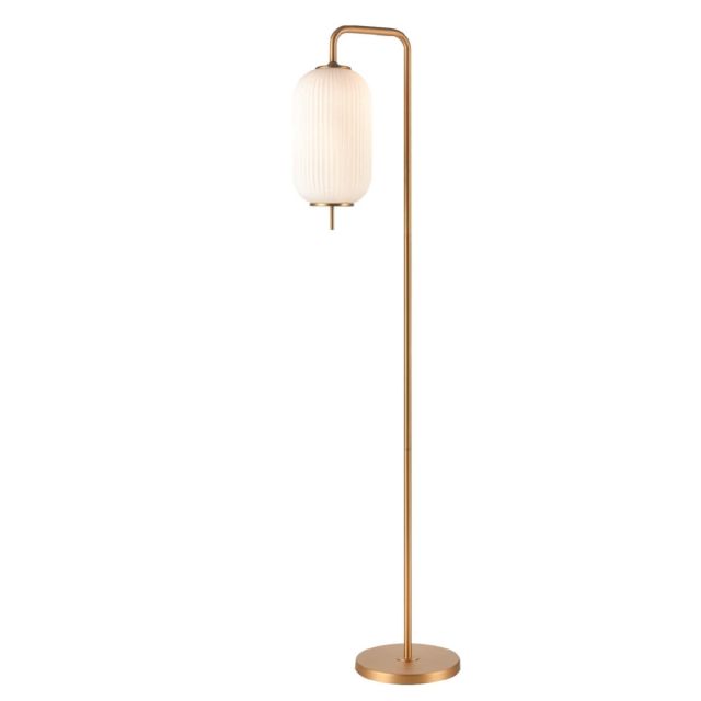 DVI Lighting Mount Pearl 1 Light 67 inch Tall Floor Lamp in Brass with Ribbed Half Opal Glass DVP40016BR-RIO