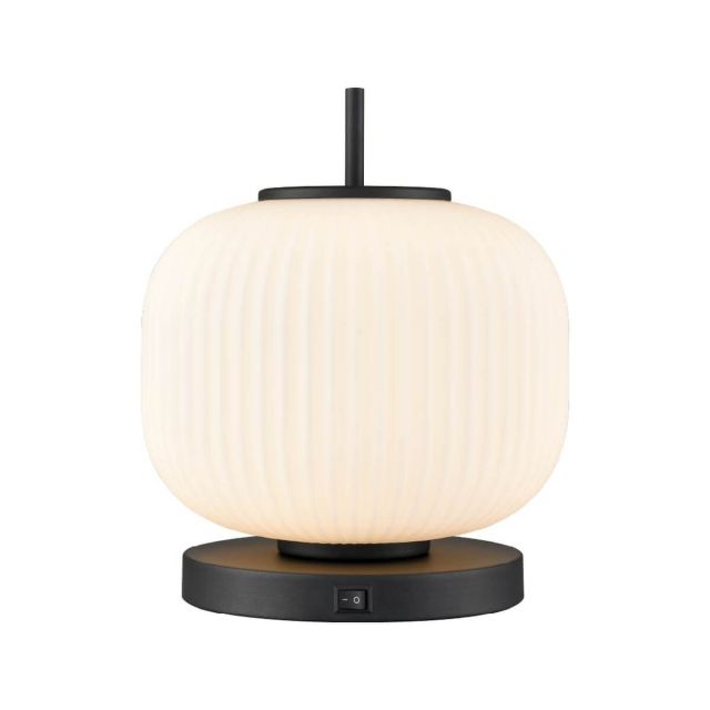 DVI Lighting Mount Pearl 1 Light 12 inch Tall Table Lamp in Graphite with Ribbed Half Opal Glass DVP40017GR-RIO
