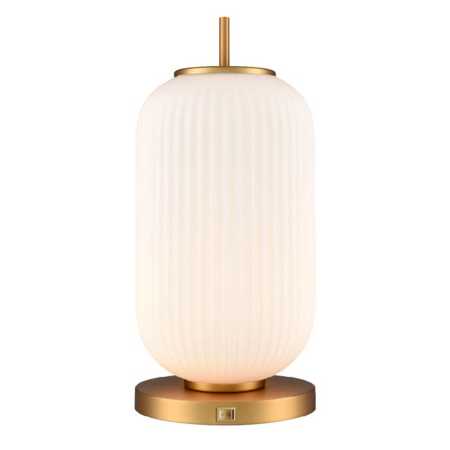 DVI Lighting DVP40019BR-RIO Mount Pearl 1 Light 18 inch Tall Table Lamp in Brass with Ribbed Half Opal Glass