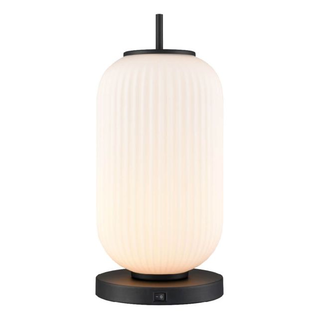 DVI Lighting DVP40019GR-RIO Mount Pearl 1 Light 18 inch Tall Table Lamp in Graphite with Ribbed Half Opal Glass