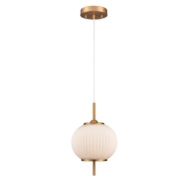 DVI Lighting Mount Pearl 1 Light 8 inch Pendant in Brass with Ribbed Opal Glass DVP40021BR-RIO