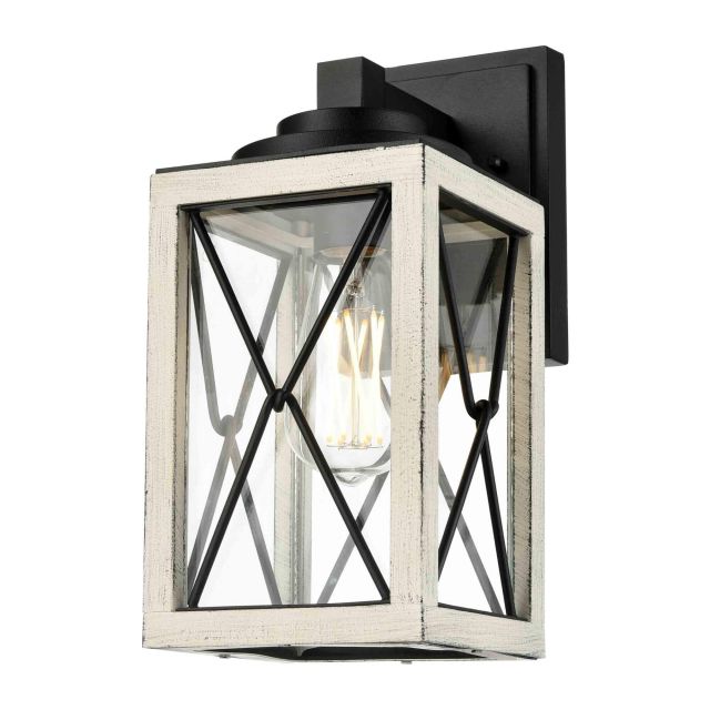 DVI Lighting DVP43371BK+BIW-CL County Fair 1 Light 12 Inch Tall Outdoor Wall Light in Black-Birchwood with Clear Glass