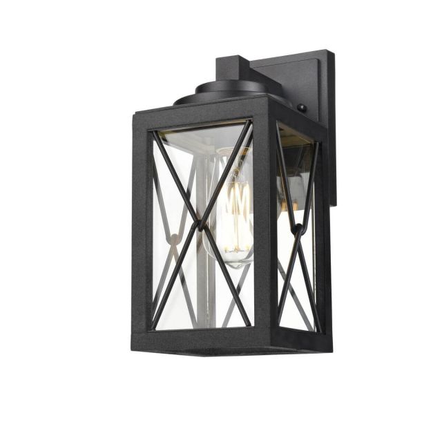 DVI Lighting DVP43371BK-CL County Fair 1 Light 12 Inch Tall Outdoor Wall Light in Black with Clear Glass