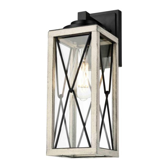 DVI Lighting DVP43372BK+BIW-CL County Fair 1 Light 16 Inch Tall Outdoor Wall Light in Black-Birchwood with Clear Glass