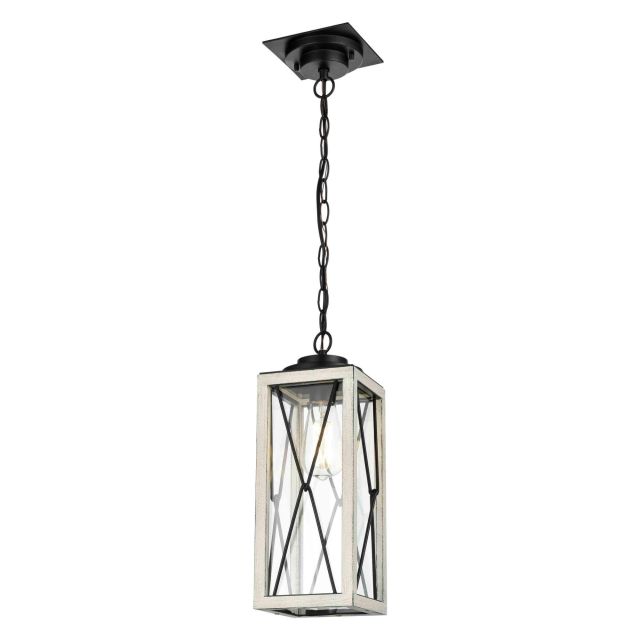DVI Lighting DVP43375BK+BIW-CL County Fair Outdoor 1 Light 6 inch Outdoor Pendant in Black-Birchwood with Clear Glass