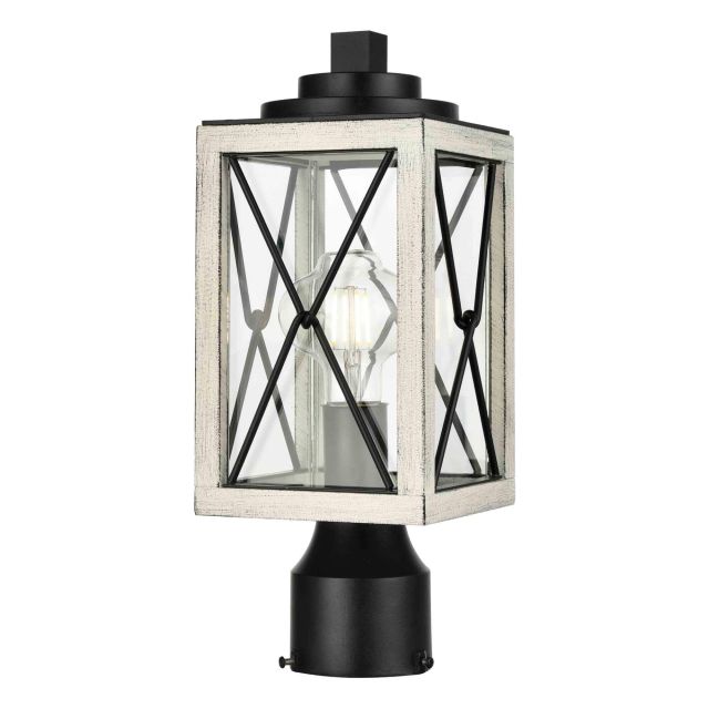 DVI Lighting DVP43377BK+BIW-CL County Fair 1 Light 15 Inch Tall Outdoor Post Light in Black-Birchwood with Clear Glass