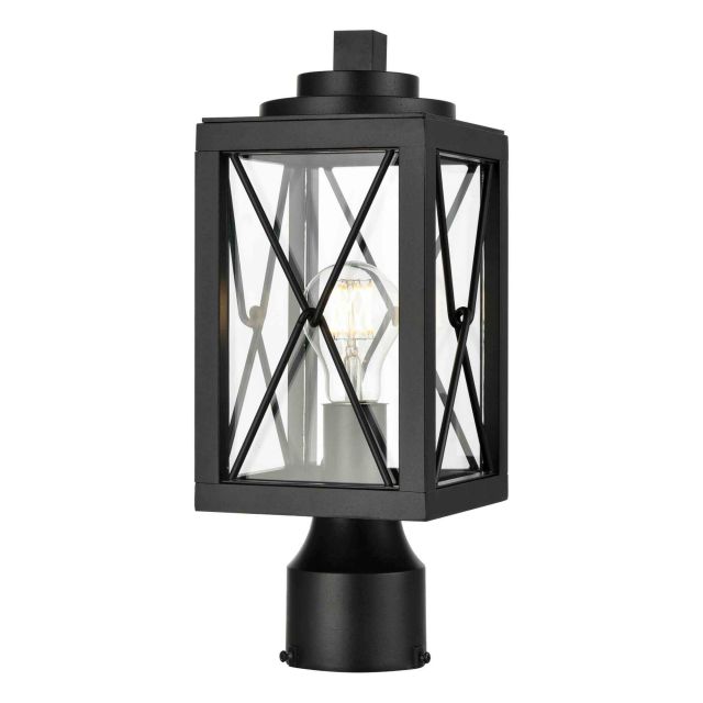 DVI Lighting DVP43377BK-CL County Fair 1 Light 15 Inch Tall Outdoor Post Light in Black with Clear Glass